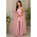 Women's Blush Pink Pearl Work Kurta Pant Set with Dupatta
