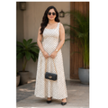 Women's White Polka Dot Sleeveless Maxi Dress