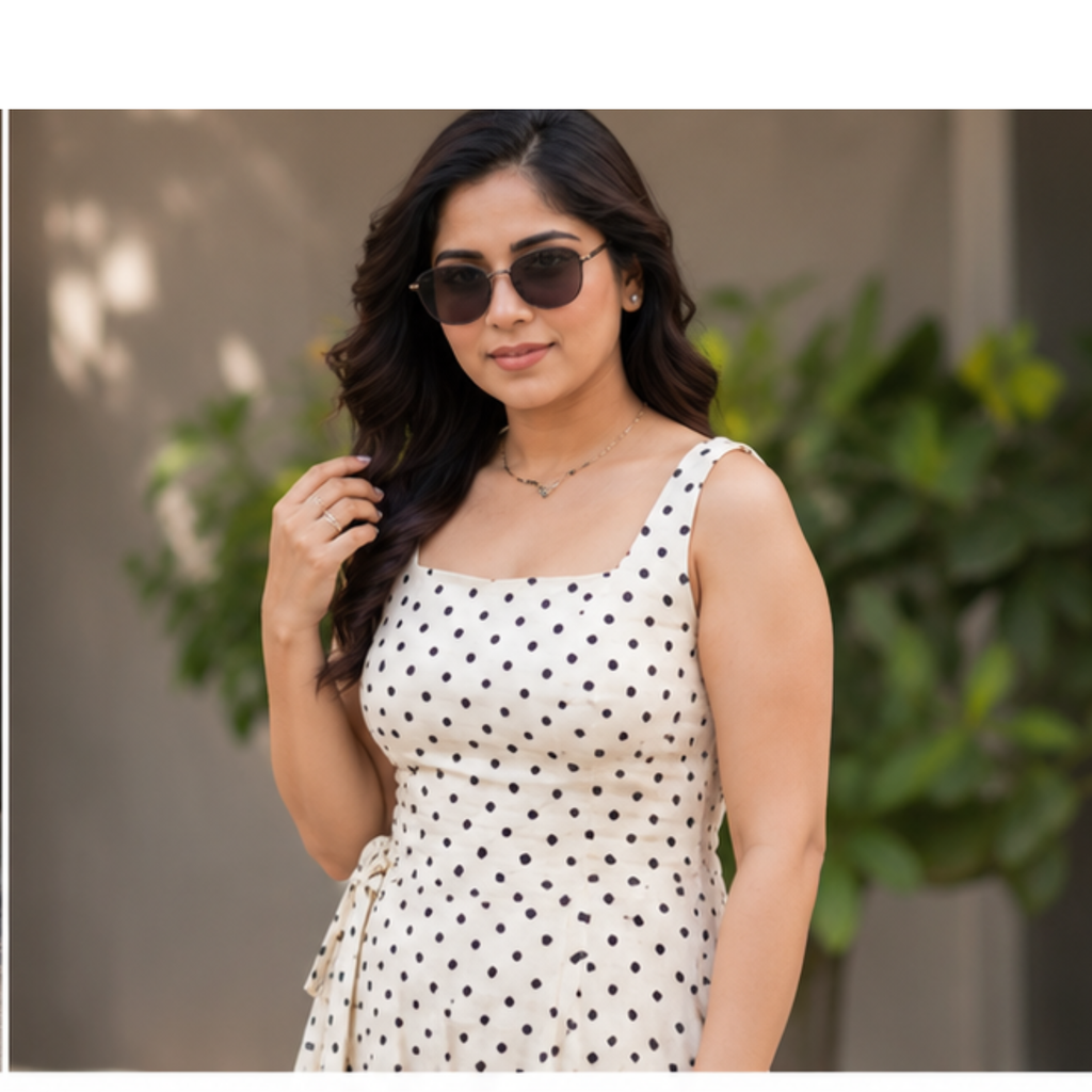 Women's White Polka Dot Sleeveless Maxi Dress