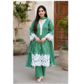 Women's Green Embroidered Kurta Palazzo Set with Dupatta