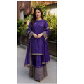 Women's Purple Printed Kurta Palazzo Set with Dupatta