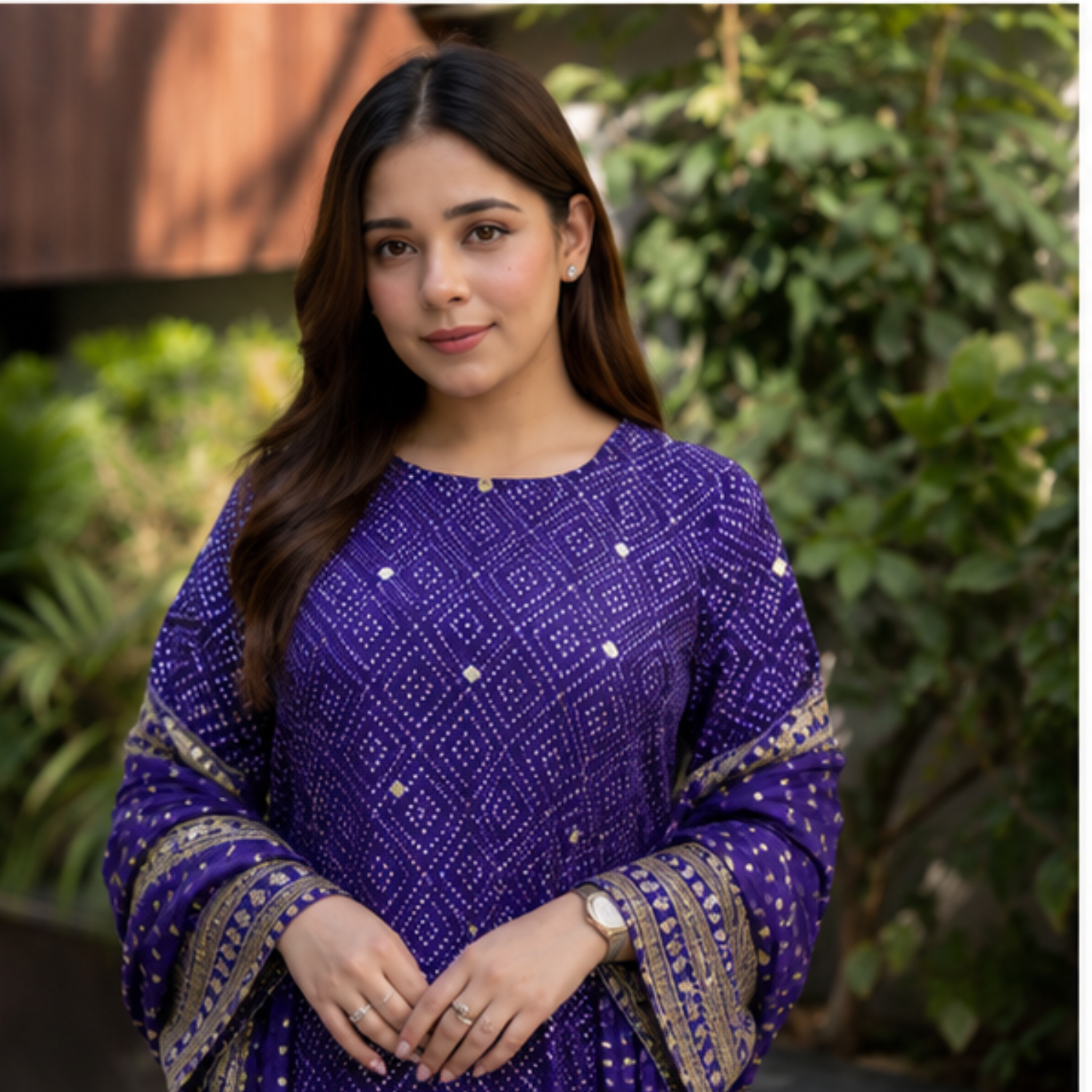 Women's Purple Printed Kurta Palazzo Set with Dupatta