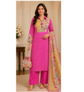 Women's Pink Printed Kurta Pant Set with Floral Dupatta