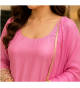 Elegant Pink Embroidered Kurta Set with Dupatta