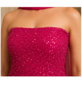 Elegant Magenta Strapless Kurta Set with Palazzo & Dupatta