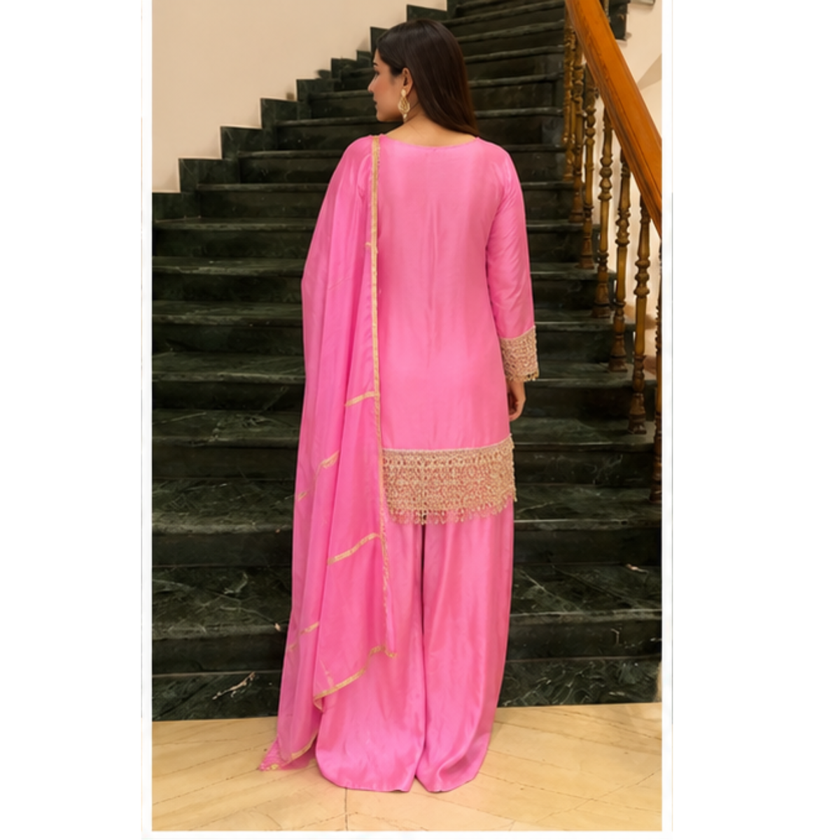 Elegant Pink Embroidered Kurta Set with Dupatta