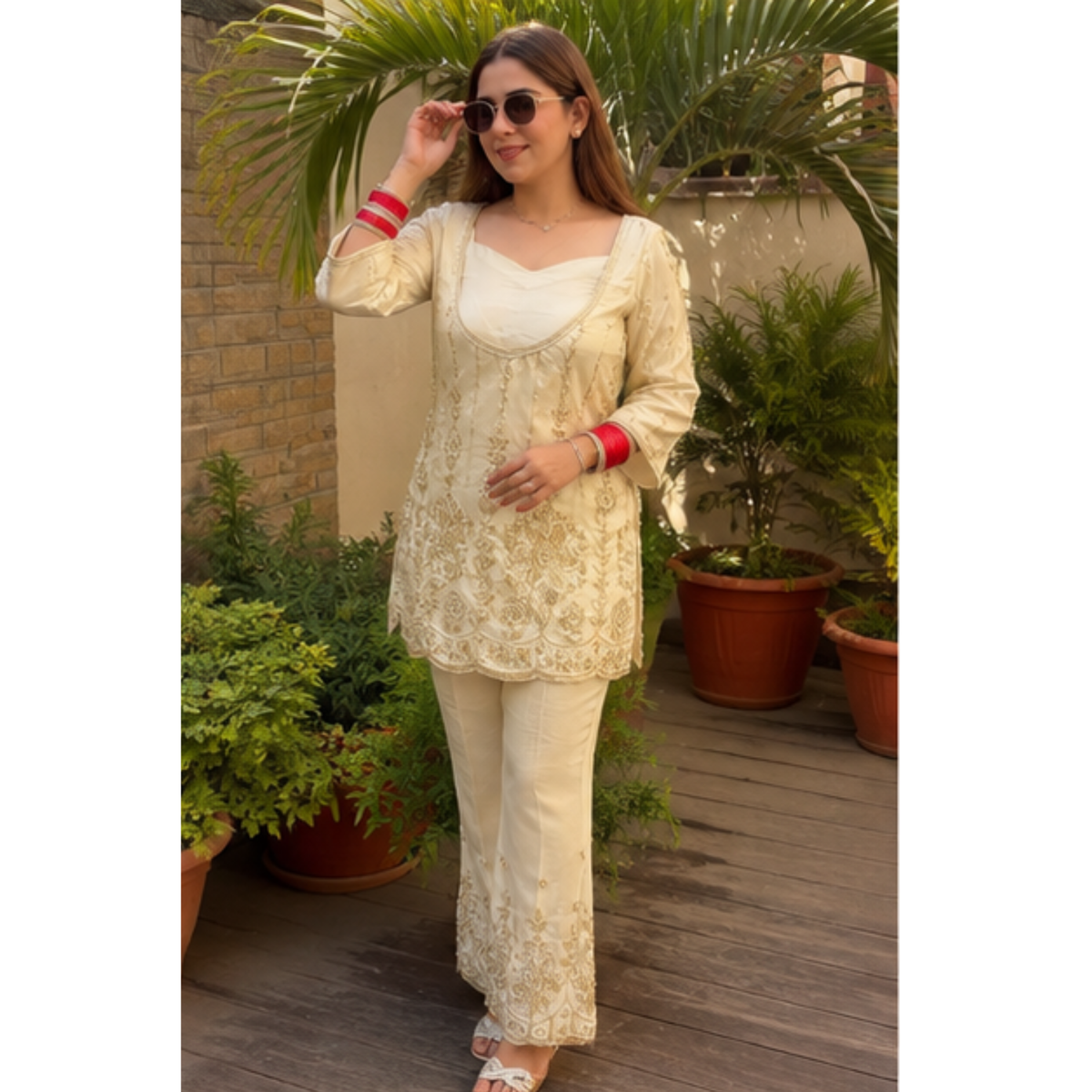 Elegant Ivory Embroidered Suit