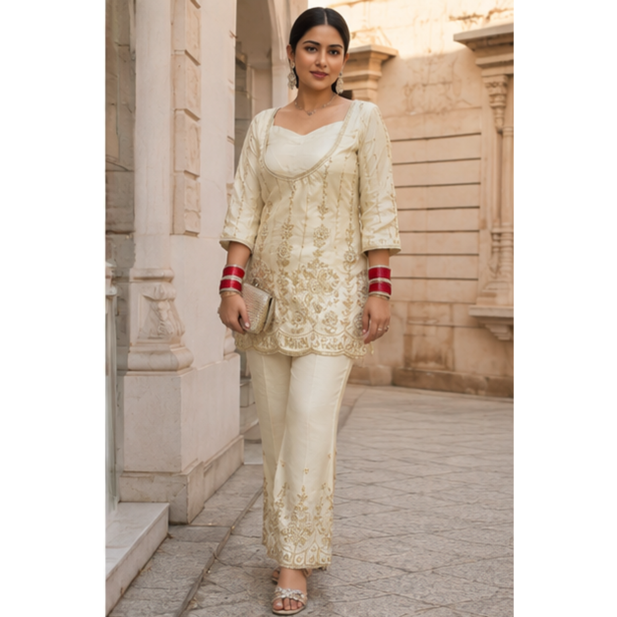 Elegant Ivory Embroidered Suit