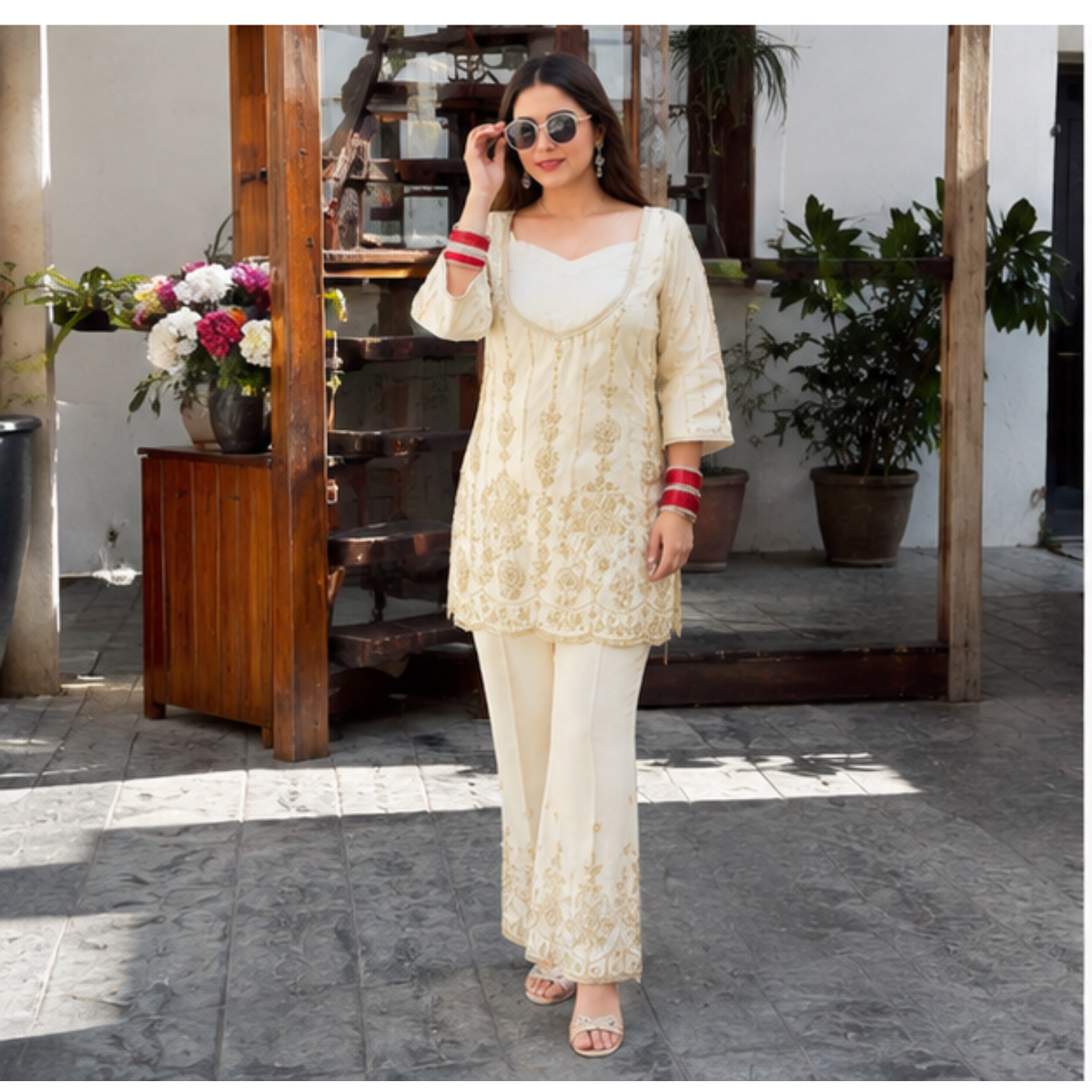 Elegant Ivory Embroidered Suit