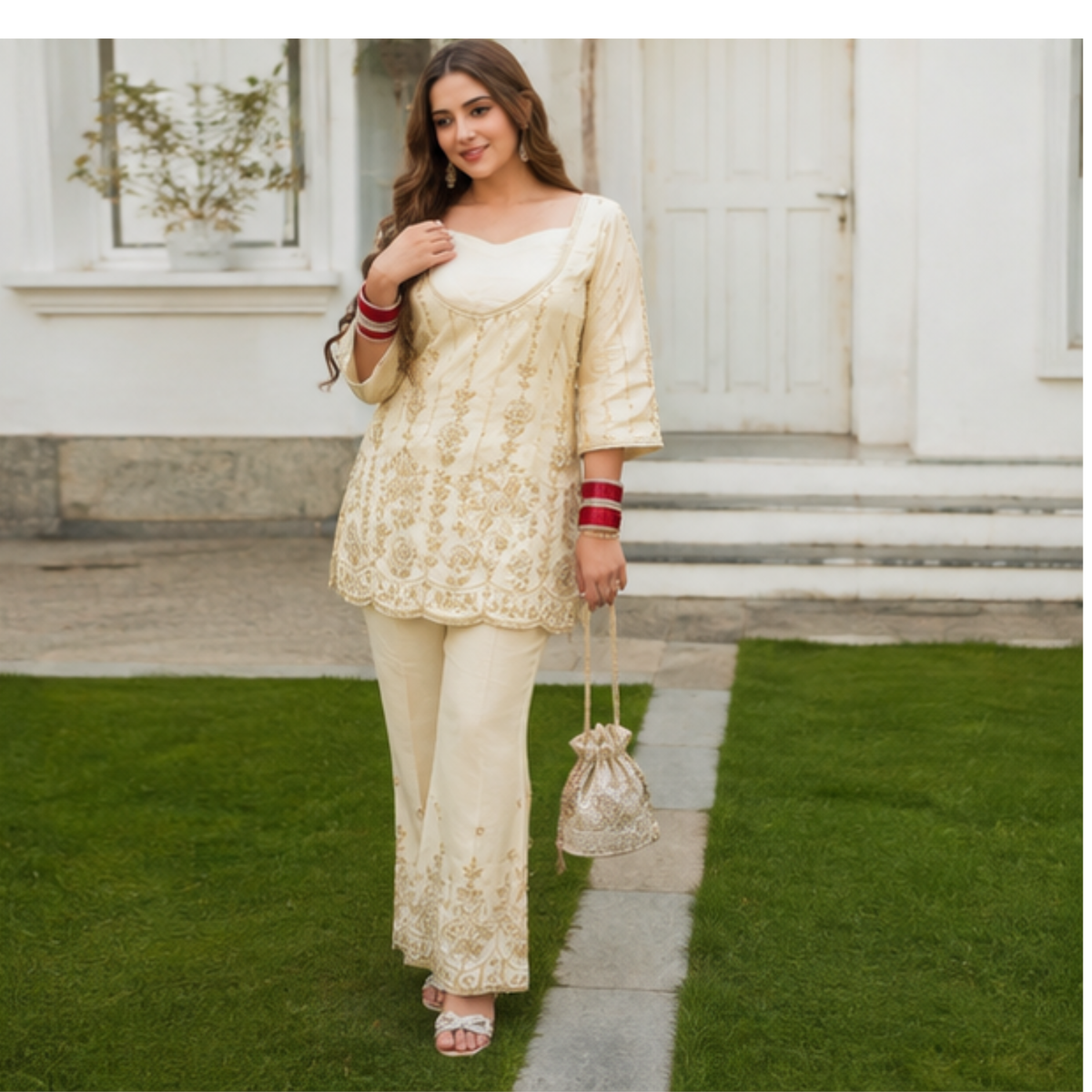 Elegant Ivory Embroidered Suit
